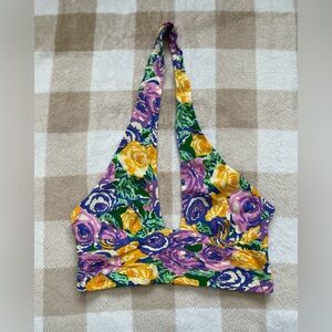 ZARA Floral Print Halter Tie Top size Medium
